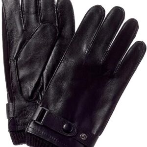  Men's Leather Gloves with Strap and Knit Cuff