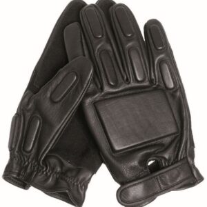 BLACK LEATHER COMBAT GLOVES