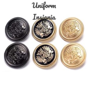 Military Buttons Coat of Arms Sewing Black & Gold 15/18/20mm Metal Button