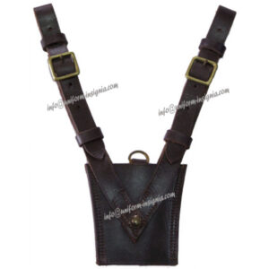 Sword Frog For Officers Sam Browne Belt Brown Leather Stable Belt, belt-plate or buckle