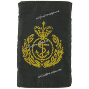 Royal Navy Chief Petty Officer Slip-On Rank Slide Yellow On Black with Queen Elizabeth's Crown. Woven Naval Branch, rank or misc