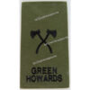 Pioneer Green Howards (Crossed Axes) Epaulet Slide Black On Olive Green Embroidered Army cloth trade badge