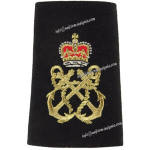 Petty Officer's Slip-On Rate Slide - New Type Shiny Gold On Black with Queen Elizabeth's Crown. Lurex Naval Branch, rank or misc