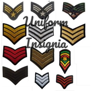 Military Ranks SERGEANT style Embroidered Iron On Sew On Patches Badge Transfers