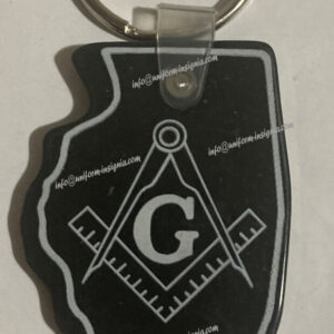 Freemason Masonic Key Chain RUBBER VINYL COMPASS SQUARE GUILD ILLINOIS BLACK
