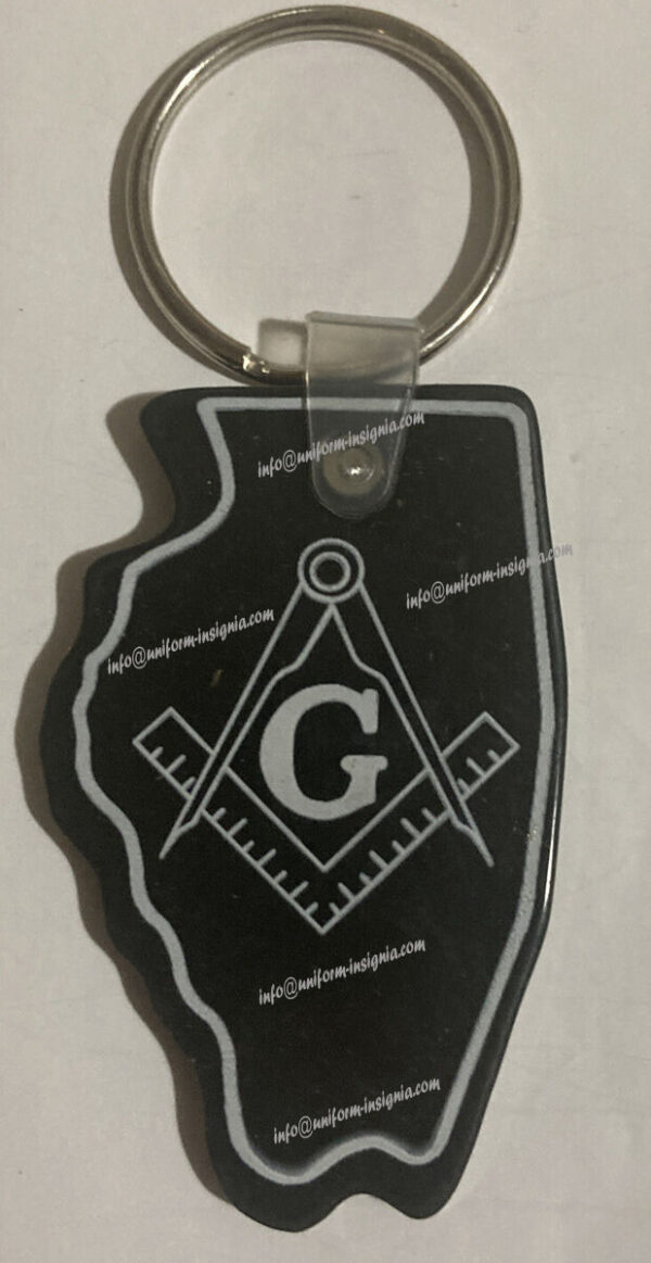 Freemason Masonic Key Chain RUBBER VINYL COMPASS SQUARE GUILD ILLINOIS BLACK