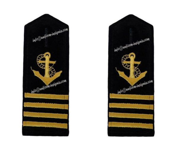 4 Bar Navy Captain Epaulet Gold Anchor Rank Slides Shoulder Board Crew Epaulette