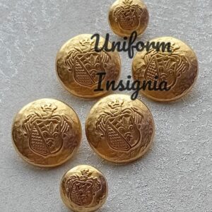 6x Gold Military Crest Coat of Arms Metal Domed Shank Buttons: 4x 23mm; 2x 15mm