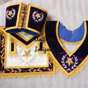 MASONIC REGALIA ASSOCIATE PATRON APRON HAND EMBROIDERED WITH COLLAR & CUFFS