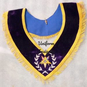 MASONIC REGALIA ASSOCIATE PATRON APRON HAND EMBROIDERED WITH COLLAR & CUFFS