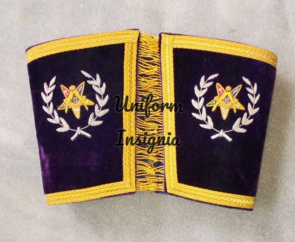 MASONIC REGALIA ASSOCIATE PATRON APRON HAND EMBROIDERED WITH COLLAR & CUFFS