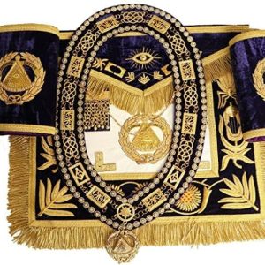 DEPUTY GRAND MASTER 100% LAMB SKIN APRON WITH COLLAR, CUFFS & JEWEL