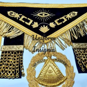 DEPUTY GRAND MASTER 100% LAMB SKIN APRON WITH COLLAR, CUFFS & JEWEL