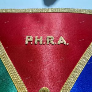 Masonic Prince Hall Past Patron Apron with Hand Embroidered Square & Compasses