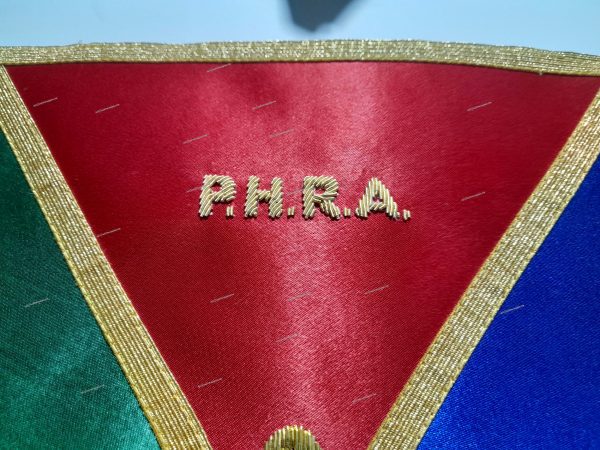 Masonic Prince Hall Past Patron Apron with Hand Embroidered Square & Compasses
