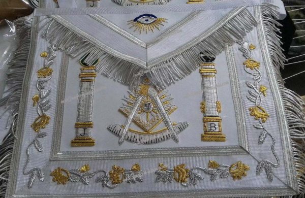 MASONIC REGALIA PAST MASTER APRON WHITE