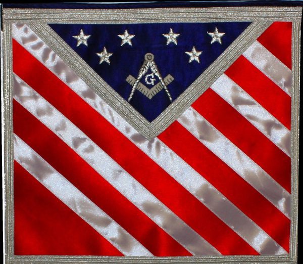 American Flag Past Master Masonic Apron - [Red White & Blue]