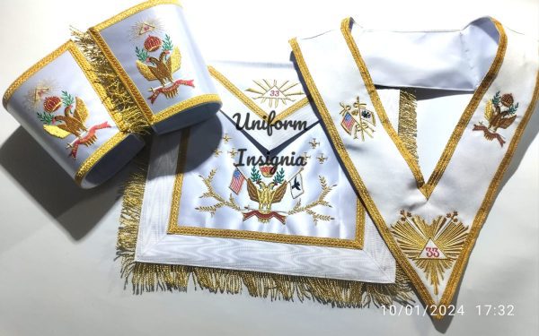Masonic 33rd Degree Apron, Collar and Cuff Set